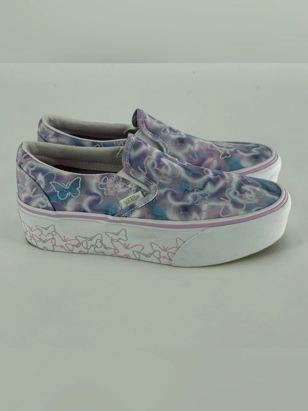 Vans Slip-On Platform Sneakers in Purple and Pink Tie-Dye Butterfly
